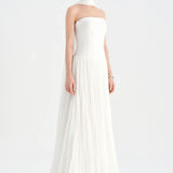 Piliseli Yırtmaçlı Boyundan Şallı Abiye Elbise - 26188C