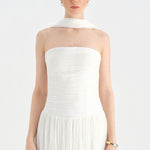 Piliseli Yırtmaçlı Boyundan Şallı Abiye Elbise - 26188C