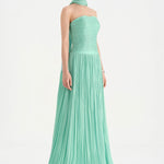 Piliseli Yırtmaçlı Boyundan Şallı Abiye Elbise - 26188C