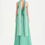 Piliseli Yırtmaçlı Boyundan Şallı Abiye Elbise - 26188C