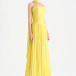 Piliseli Yırtmaçlı Boyundan Şallı Abiye Elbise - 26188C