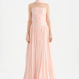 Piliseli Yırtmaçlı Boyundan Şallı Abiye Elbise - 26188C