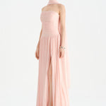 Piliseli Yırtmaçlı Boyundan Şallı Abiye Elbise - 26188C