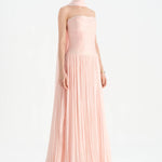 Piliseli Yırtmaçlı Boyundan Şallı Abiye Elbise - 26188C