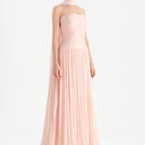 Piliseli Yırtmaçlı Boyundan Şallı Abiye Elbise - 26188C