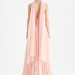 Piliseli Yırtmaçlı Boyundan Şallı Abiye Elbise - 26188C