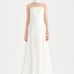 Evening Dress with Pleated Slit Neck Wrap Evening Dress - 26188C