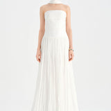Evening Dress with Pleated Slit Neck Wrap Evening Dress - 26188C