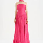 Evening Dress with Pleated Slit Neck Wrap Evening Dress - 26188C