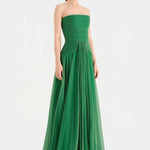 Strapless Collar Silvery Long Evening Dress - 9167C