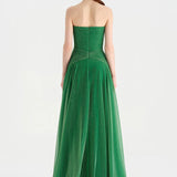 Strapless Collar Silvery Long Evening Dress - 9167C