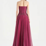 Strapless Collar Silvery Long Evening Dress - 9167C