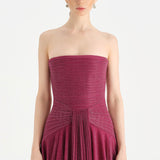 Strapless Collar Silvery Long Evening Dress - 9167C