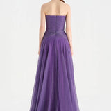 Strapless Collar Silvery Long Evening Dress - 9167C