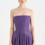 Strapless Collar Silvery Long Evening Dress - 9167C