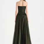 Strapless Collar Silvery Long Evening Dress - 9167C