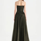 Strapless Collar Silvery Long Evening Dress - 9167C