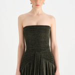 Strapless Collar Silvery Long Evening Dress - 9167C