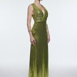 Sequin Long Evening Dress with Back Decollete Detail - 9201C