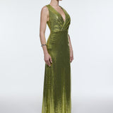 Sequin Long Evening Dress with Back Decollete Detail - 9201C