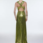Sequin Long Evening Dress with Back Decollete Detail - 9201C