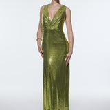 Sequin Long Evening Dress with Back Decollete Detail - 9201C