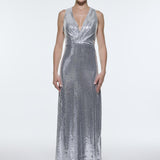 Sequin Long Evening Dress with Back Decollete Detail - 9201C