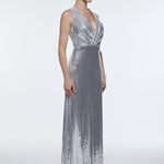 Sequin Long Evening Dress with Back Decollete Detail - 9201C