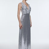 Sequin Long Evening Dress with Back Decollete Detail - 9201C