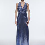 Sequin Long Evening Dress with Back Decollete Detail - 9201C