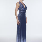 Sequin Long Evening Dress with Back Decollete Detail - 9201C