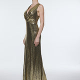 Sequin Long Evening Dress with Back Decollete Detail - 9201C