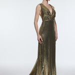 Sequin Long Evening Dress with Back Decollete Detail - 9201C