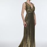 Sequin Long Evening Dress with Back Decollete Detail - 9201C