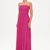 Straplez Drape Detaylı Şık Abiye Elbise - 26058C
