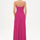 Straplez Drape Detaylı Şık Abiye Elbise - 26058C