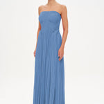 Straplez Drape Detaylı Şık Abiye Elbise - 26058C