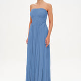 Straplez Drape Detaylı Şık Abiye Elbise - 26058C