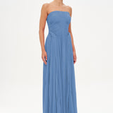 Straplez Drape Detaylı Şık Abiye Elbise - 26058C
