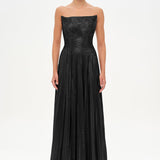 Straplez Drape ve Plise Detaylı Şık Abiye Elbise - 26078C