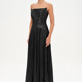 Straplez Drape ve Plise Detaylı Şık Abiye Elbise - 26078C
