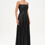 Straplez Drape ve Plise Detaylı Şık Abiye Elbise - 26078C