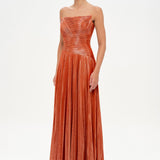 Straplez Drape ve Plise Detaylı Şık Abiye Elbise - 26078C