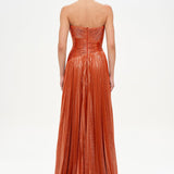 Straplez Drape ve Plise Detaylı Şık Abiye Elbise - 26078C