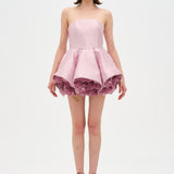 Strapless, Full-Skirted Evening Dress with 3D Floral Details – 26136C