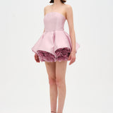 Strapless, Full-Skirted Evening Dress with 3D Floral Details – 26136C