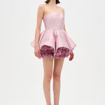 Strapless, Full-Skirted Evening Dress with 3D Floral Details – 26136C