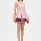 Strapless, Full-Skirted Evening Dress with 3D Floral Details – 26136C