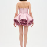 Strapless, Full-Skirted Evening Dress with 3D Floral Details – 26136C