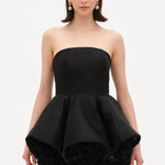 Strapless, Full-Skirted Evening Dress with 3D Floral Details – 26136C